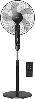 16-Inch Pedestal Fan with Remote Control and LED Display - 4 Operational Modes - 80° Oscillation - Adjustable Height & Pivoting Fan Head - Perfect for Homes, Offices and Bedrooms - Black