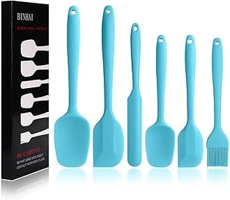 Silicone Spatula Set - Blue 6 Piece Non - Stick Rubber Spatula with Stainless Steel Core - Heat-Resistant Kitchen Utensils Set for Cooking, Baking and Mixing