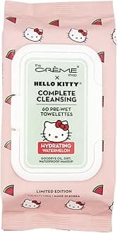 The Crème Shop Hello Kitty Complete Cleansing Wipes, Hydrating Watermelon Facial Cleanser Wipes, Korean Face Wipes