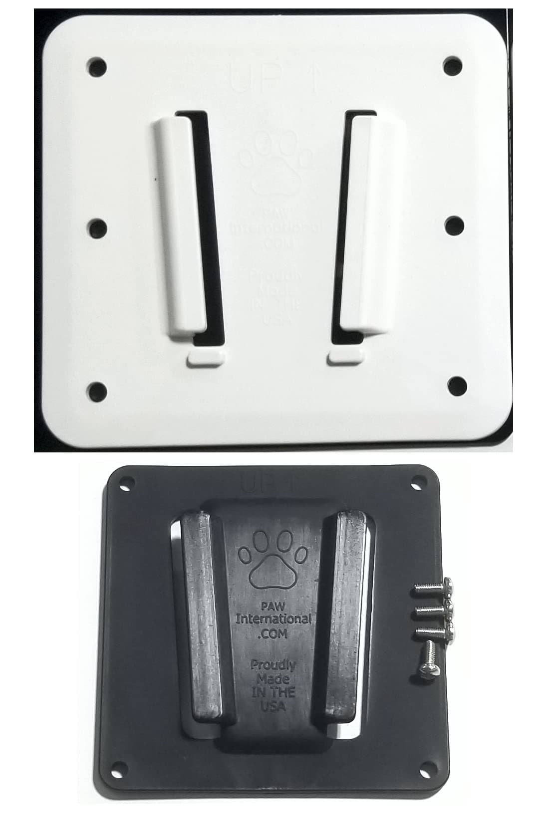 PAWInternational Polymer (Plastic) RV TV Bracket System; WHITE 2 pc Set: 1-TV Bracket (VESA 100x100mm), 1-Wall Mount | see video How to Measure your TV VESA Bolt Pattern | Won't work w/STEEL Brackets