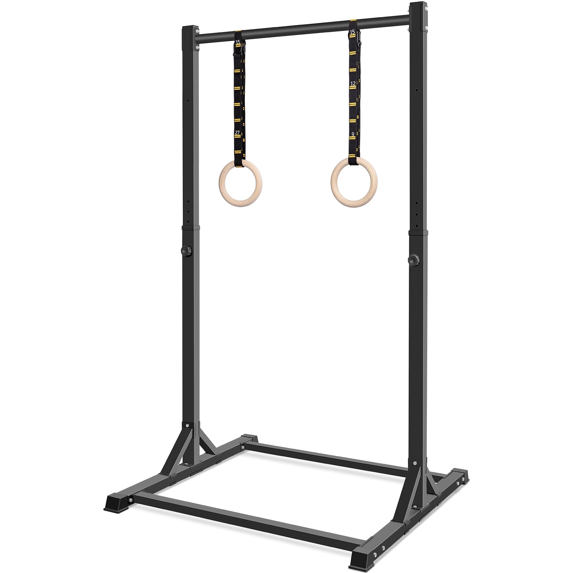 Pull Up Station, Bongkim Power Tower Portable Pullup Bar Station, Pull Up Bar for Home Gym, Pull Up Tower Station 330LBS (Black-Rings)