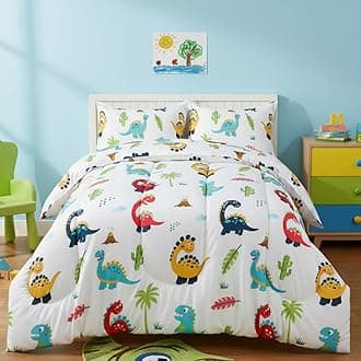 Utopia Bedding Dinosaur Kids Comforter Set with 2 Pillow Shams, 3 Piece Soft Microfiber Twin Bed Comforter with Pillow Shams, Printed Kids Bedding for Boys and Girls, Lightweight, Breathable,Easy Care
