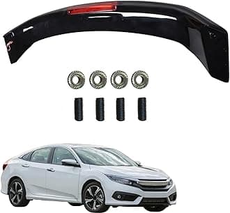 WFLNHB Glossy Black Trunk Spoiler Wing with Brake Light Lamp Replacement for Civic 4-Door Sedan 2013-2015