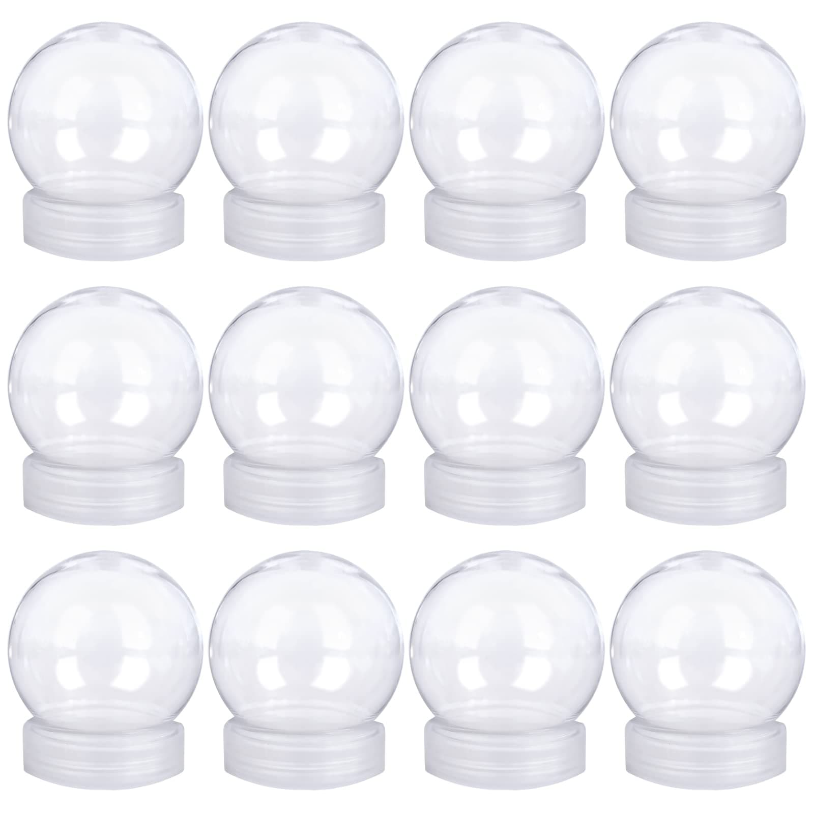 12 Pieces DIY Water Globe Snow Globe 2.7 Inch (69mm) Height Clear PET Plastic with Screw Off Cap for DIY Crafts Christmas Decoration
