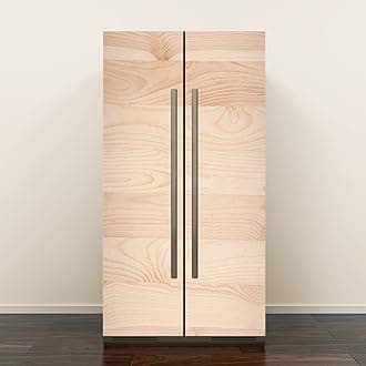 Self Adhesive Vinyl Refrigerator Wrap Set Wooden Door Mural Removable Fridge Sticker Peel and Stick Decal Rustic Kitchen Decor, Style 10