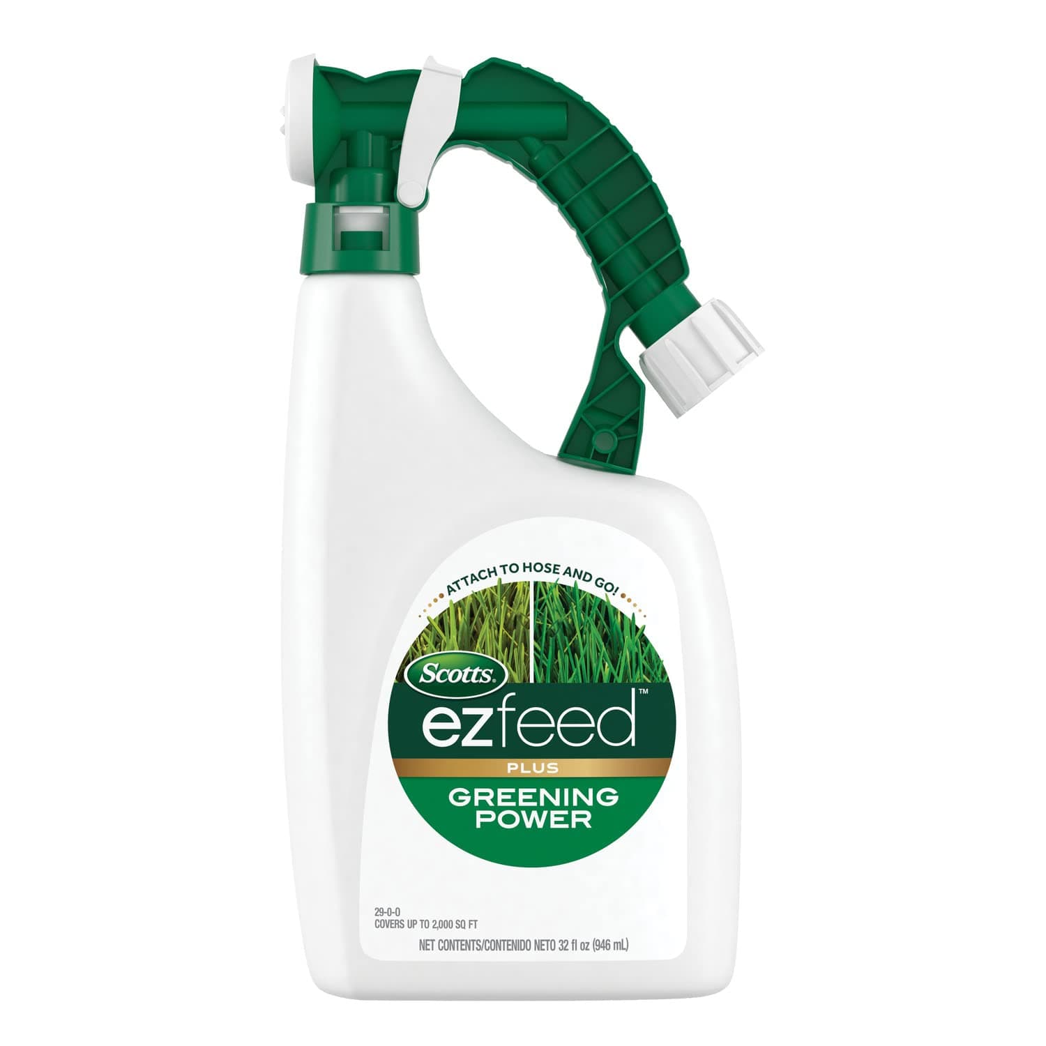 EZ Feed Plus Greening Power: 2,000 sq. ft., Works Quickly, Fertilizer for Green Lawns, Use on All Grass Types, 32 oz.