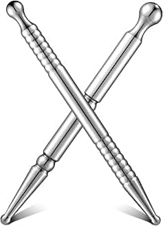 Nuanchu 2 Pieces Dual Head Facial Manual Acupuncture Pen Reflexology Tools Tainless Steel Portable Ear Point Acupuncture Pressing Body Point Probe Massage Tool for Full Body