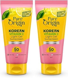 Korean Vitamin C Bright Boosting Light Gel Sunscreen 50 PA++++ (Pack of 2) | lightweight, non-sticky gel formula | no white cast | For Sun protection, Bright, Glowing and soft skin | For women and men | For all skin type | 100 g