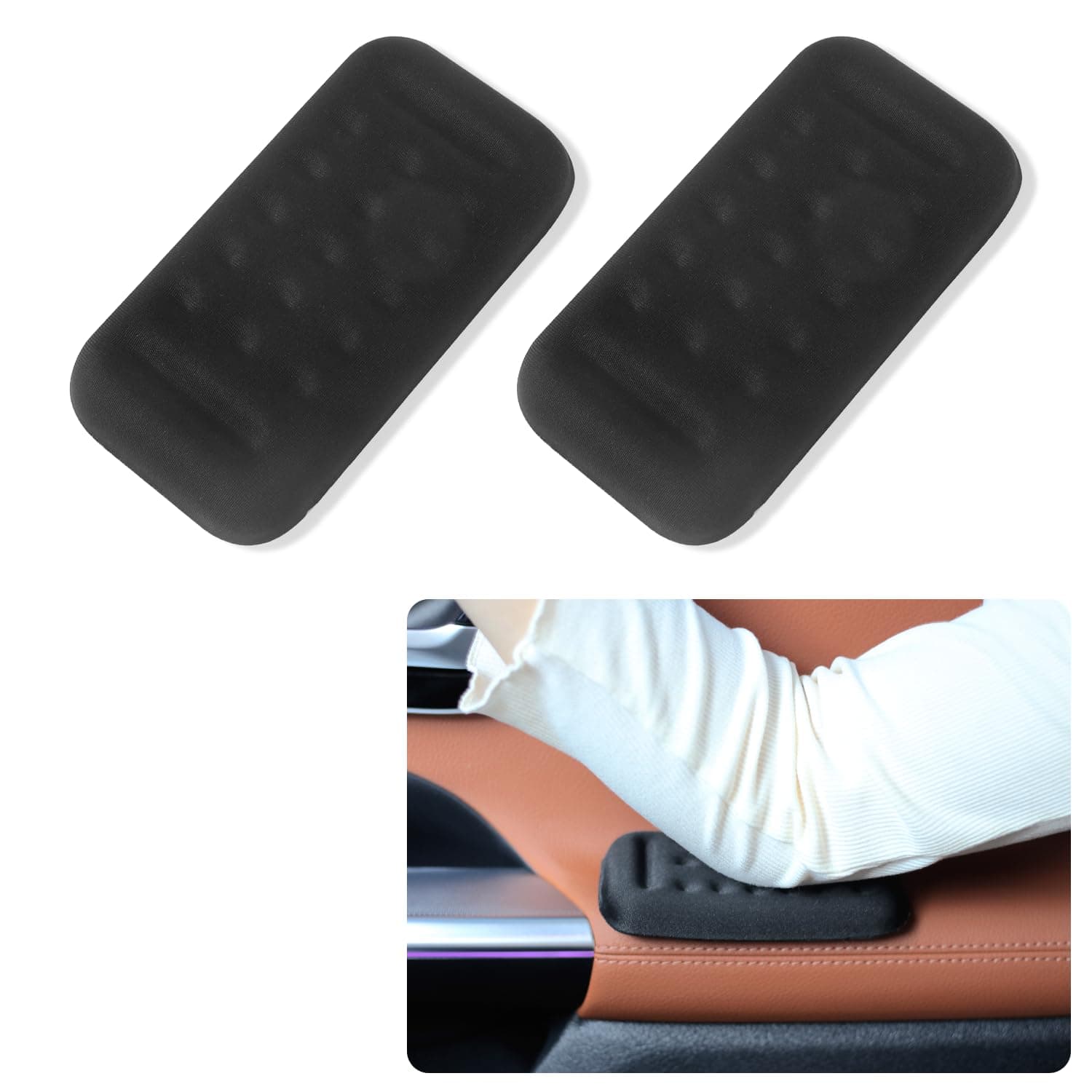 carleef 2PCS Car Arm Rest Elbow Pads,Comfortable Car Arm Rest Cushion with Memory Foam Pad for Arm Support,Universal Car Door Armrest Pad Car Interior Accessories (Black)