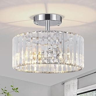 3-Light Chrome Crystal Ceiling Light