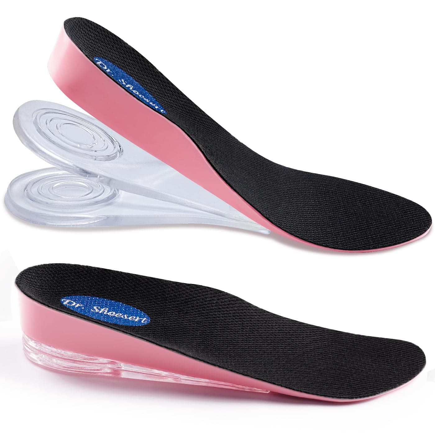 Dr. Shoesert 3-Layer Adjustable Height Increase Insoles, 3/4 Length Shock Absorption Cushion Heel Lift Inserts
