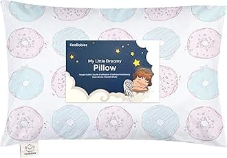 Toddler Pillow with Pillowcase - 13x18 My Little Dreamy Pillow, Organic Cotton Toddler Pillows for Sleeping, Kids Pillow, Travel Pillows, Mini Pillow, Nursery Pillow, Toddler Bed Pillow (Donuts)