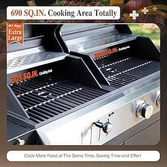 Sophia & William Charcoal and Propane Gas Grill Combo with Side Burner & Porcelain-Enameled Cast Iron Grate, Dual Fuel BBQ Grill for Outdoor, Barbecue Grill, 690 SQIN Cooking Area
