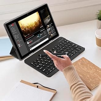 Tablet with Keyboard, 10 Inch 4GB RAM+128GB ROM+1TB Android Tablets PC, 2.0Ghz Quad-core Processer Computer, 8MP Dual Camera, 6000mAh Battery, 2 in 1 Tablets with Case, Mouse, Stylus, Type-c cable