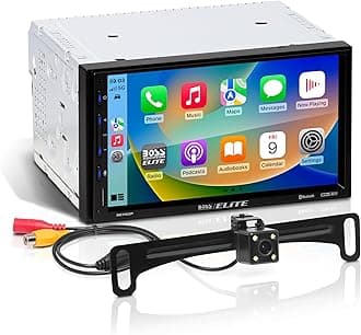 BOSS Audio Systems Elite BE7ACP-C Car Multimedia Player with Apple CarPlay Android Auto - 7 Inch Capacitive Touchscreen, Double Din, Bluetooth, No CD/DVD, USB, SD, AV In, AM/FM, Backup Camera Included