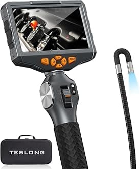 Two-Way Articulating Borescope with Light, 5-inch IPS Endoscope Inspection Camera with Articulation Head, Automotive Mechanics Fiber Optic Scope-0.33inch