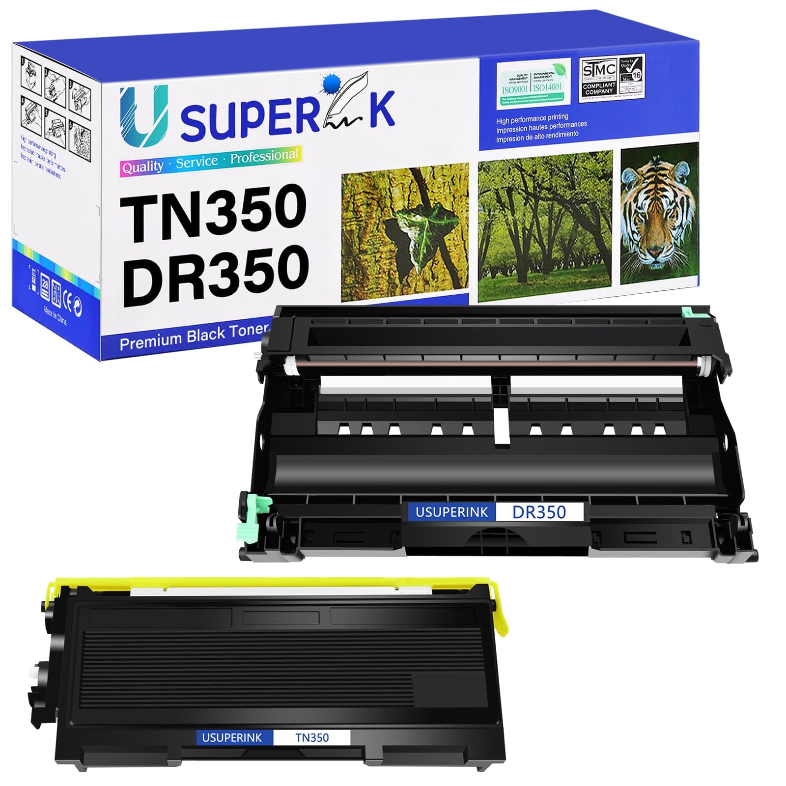 Compatible Toner Cartridge & Drum Unit Set Replacement for Brother TN350 TN-350 DR350 use in DCP-7020 DCP-7010 HL-2040 HL-2030 HL-2070N Intellifax 2820 mfc-7420 mfc-7820n Printer (1 Toner, 1 Drum)