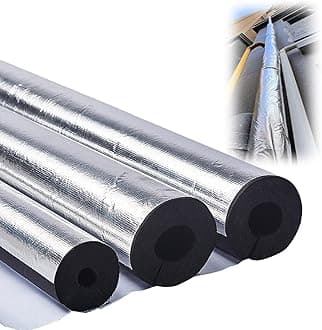 Outdoor Foam pipe insulation tubing, for On air conditioning lines on Heat Pump, Insulated tubes prevent heat loss, ID 22mm (7/8")-165mm (6-1/2") aluminum foil Foam Tubing(43mm(ID) x30mm)
