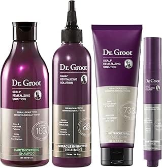 Dr. Groot Thickening Serum, Shampoo, Conditioner, and Scalp Treatment Set for Hair Loss – Clinical Results with Biotin and Rosemary for Hair Thinning, Shedding, Scalp Repair and Treatment