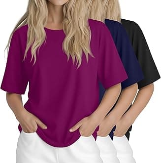 Huukeay 3 Pcs Womens Half Sleeve Top Elbow Length T Shirt Women Round Neck Basic T Shirt Summer Casual Blouses