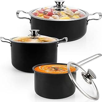 Aufranc Induction Pots and Pans, Stainless Steel cookeware set 6pcs With Lid, Induction Cookware For Oven & Dishwasher Safe