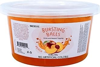 BREXONIC Boba Pearls, Peach Popping Bursting Boba, Tapioca Pearls For Bubble Tea and No Artificial Colors (Peach, 1 LB 1 Pack)