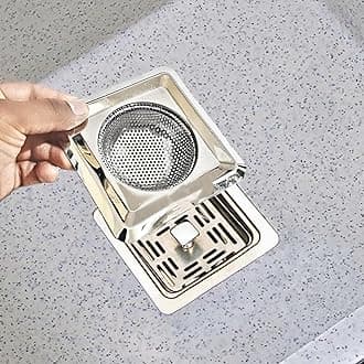 Sink Strainer Kitchen Drain Basin Basket Filter Stopper Drainer (Square Steel Jali)
