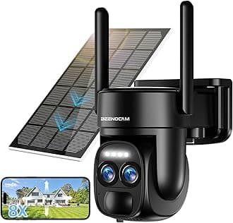 4K 8MP Solar Security Cameras Wireless Outdoor Battery Powered,360°PTZ Wireless Cameras for Home Security with Spotlight Siren, 5Dbi Dual antenna,PIR Human Detection,Color Night Vision,2.4/5Ghz