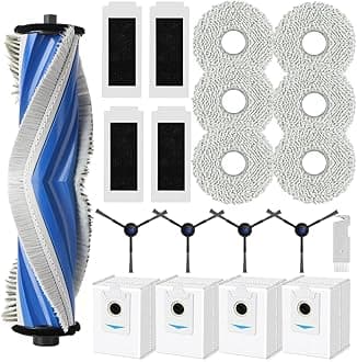 CleptorizeReplacement Parts for ECOVACS DEEBOT T30S/ T30S Combo Robot Vacuum, Accessories Kit Including 1 Main Brush (ZeroTangle Brush), 4 HEPA Filter, 4 Side Brush, 6 Mop Pads, 4 Dust Bags