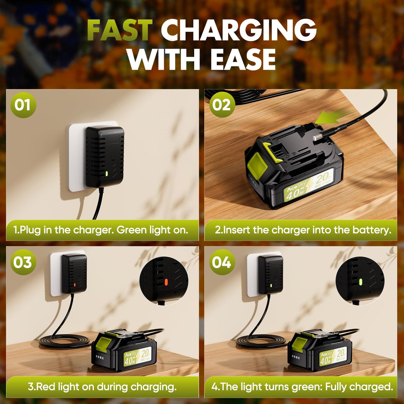 Leaf Blower Cordless Green