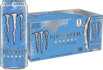 - Monster Energy Ultra Blue, Sugar Free Energy Drink, 16 Ounce | Pack of 15