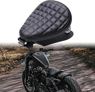 DREAMIZER Motorcycle Seat Cushion Driver Solo Seats with Spring Bracket PU Leather Compatible with Harley Honda Yamaha Kawasaki Sportster Iron 883 1200 Chopper Bobber Cafe Racer