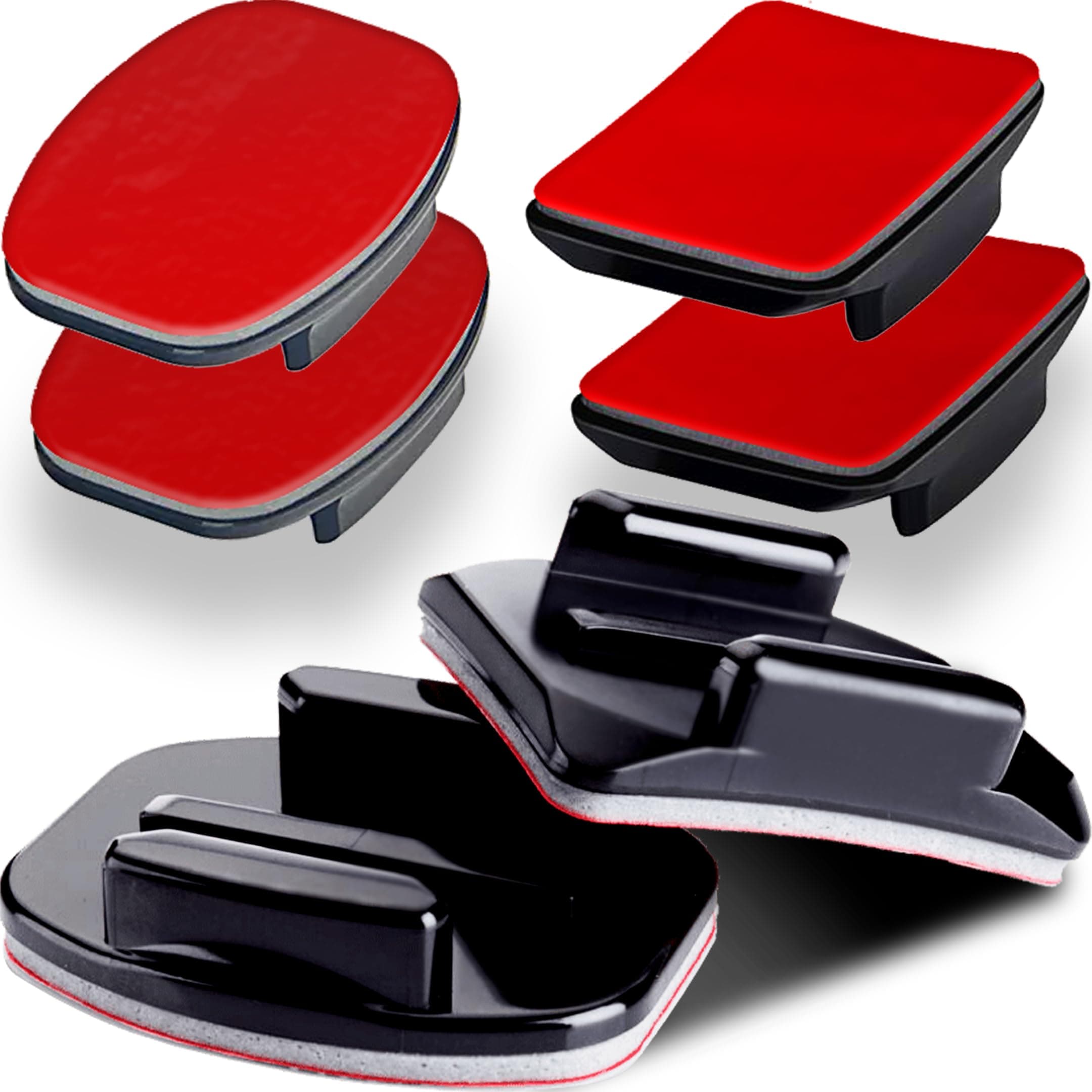 Adhesive Mounts - 3X Curved & 3X Flat Mounts with 3M Sticky Pads - for Your Helmet/Bike/Board/Car - Compatible with All GoPro Hero 13/12/11/10/9/8/7/6/5/4/3+/3/2/1 Models - 1 Year Warranty