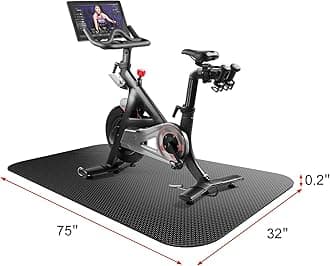 LM BODYCARE Bike Mat, Exercise Mat for Carpet & Hardwood Floors, Cushioned, Black
