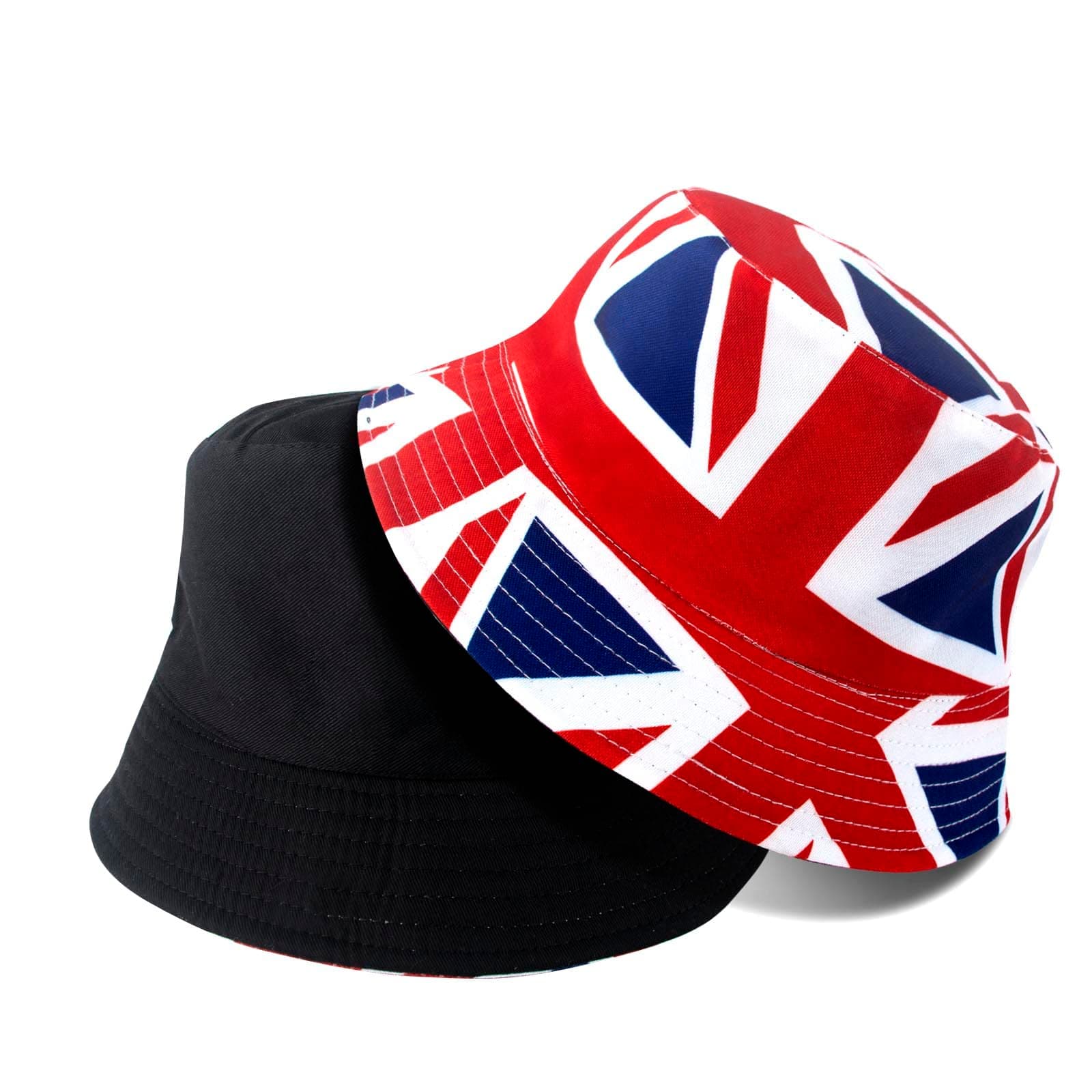1PCS Union Jack Bowler Hats, Double-Side Reversible British Flag Bucket Hat for Coronation of King Charles III,Fade Resistant Sun Hat Perfect For Indoor Outdoor Parties and National Celebrations