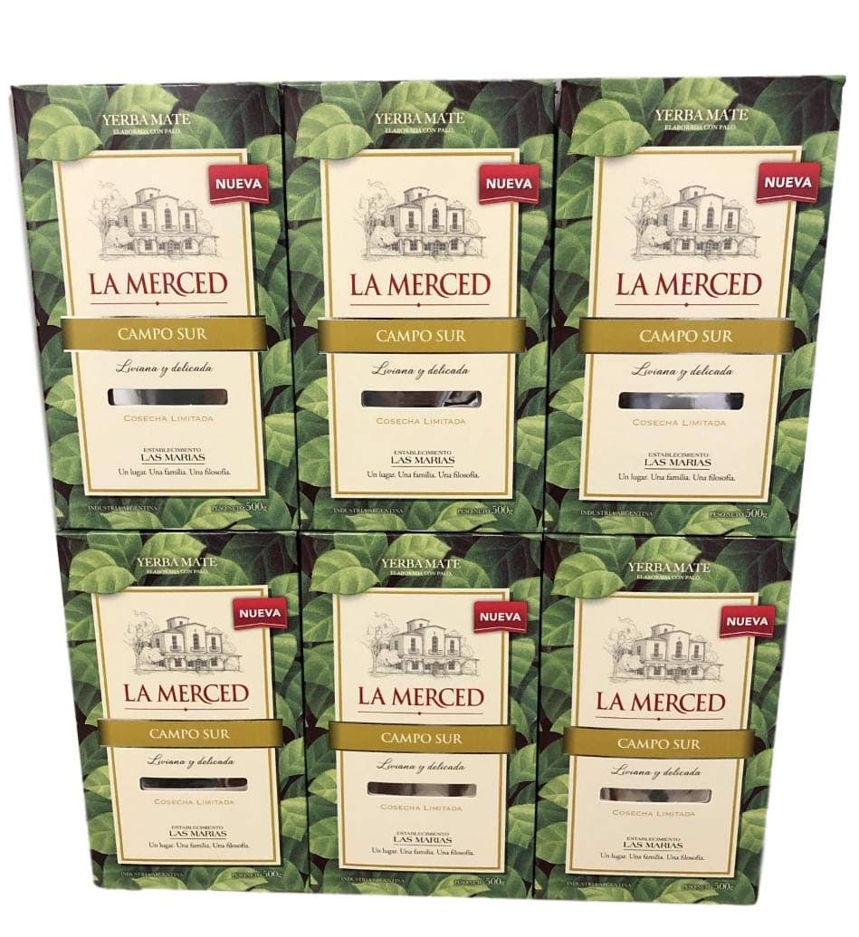 (6 PACK) Yerba Mate La Merced "Campo Sur" 1.1Lb. 500gr. each. W/stems.