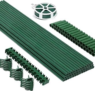 MAXPACE 125pcs Garden Stakes Kit: Includes 40 Sets of Fiberglass Plant Sticks Supports & Accessories for DIY 4ft, 5ft, 6ft, 7ft Stakes for Tomato, Vegetables, Indoor & Outdoor Gardening Supplies