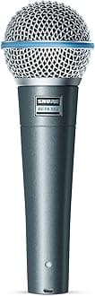 Shure BETA 58A Vocal Microphone - Single Element Supercardioid Dynamic Mic Stage And Studio, Includes A25D Adjustable Stand Adapter, 5/8 Inches To 3/8 Inches (Euro) Thread Adapter And Storage Bag