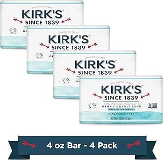 KirkS Original Coco Castile Soap Fragrance Free 4 Oz, Pack 18