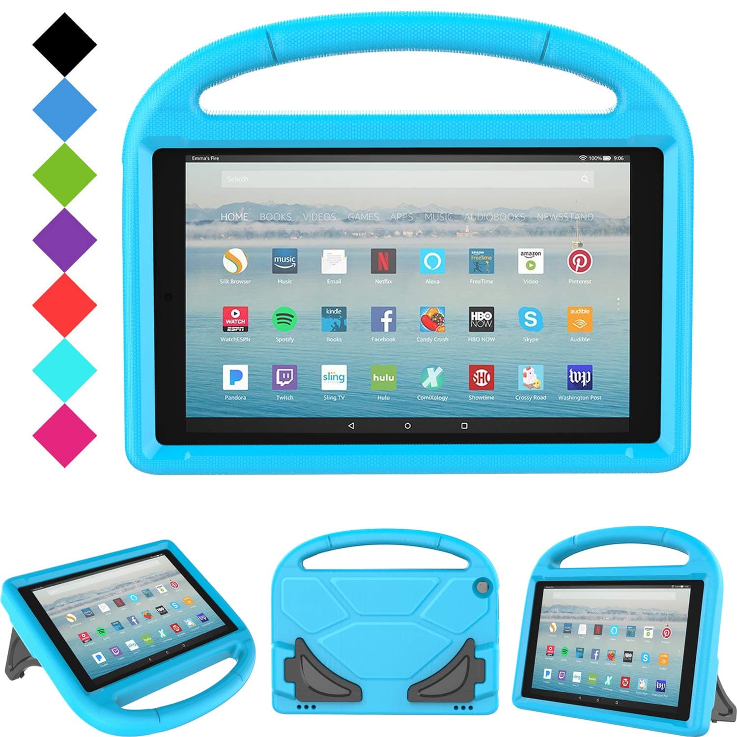 All-New Fire HD 10 2019/2017 Tablet Case - TIRIN Light Weight Shock Proof Handle Stand Kids Friendly Case for Fire HD 10.1 Inch Tablet (9th/7th Generation, 2019/2017 Release), Blue
