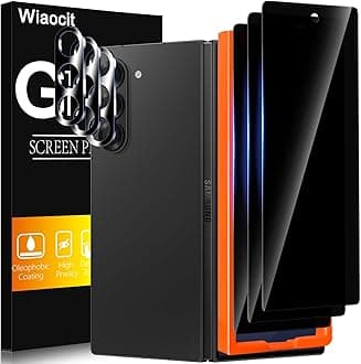 3 Pack Tempered Glass Privacy Screen Protector for Samsung Galaxy Z Fold 7 with 3 Pack Camera Lens Protector, 9H Hardness, Bubble Free, Case Friendly
