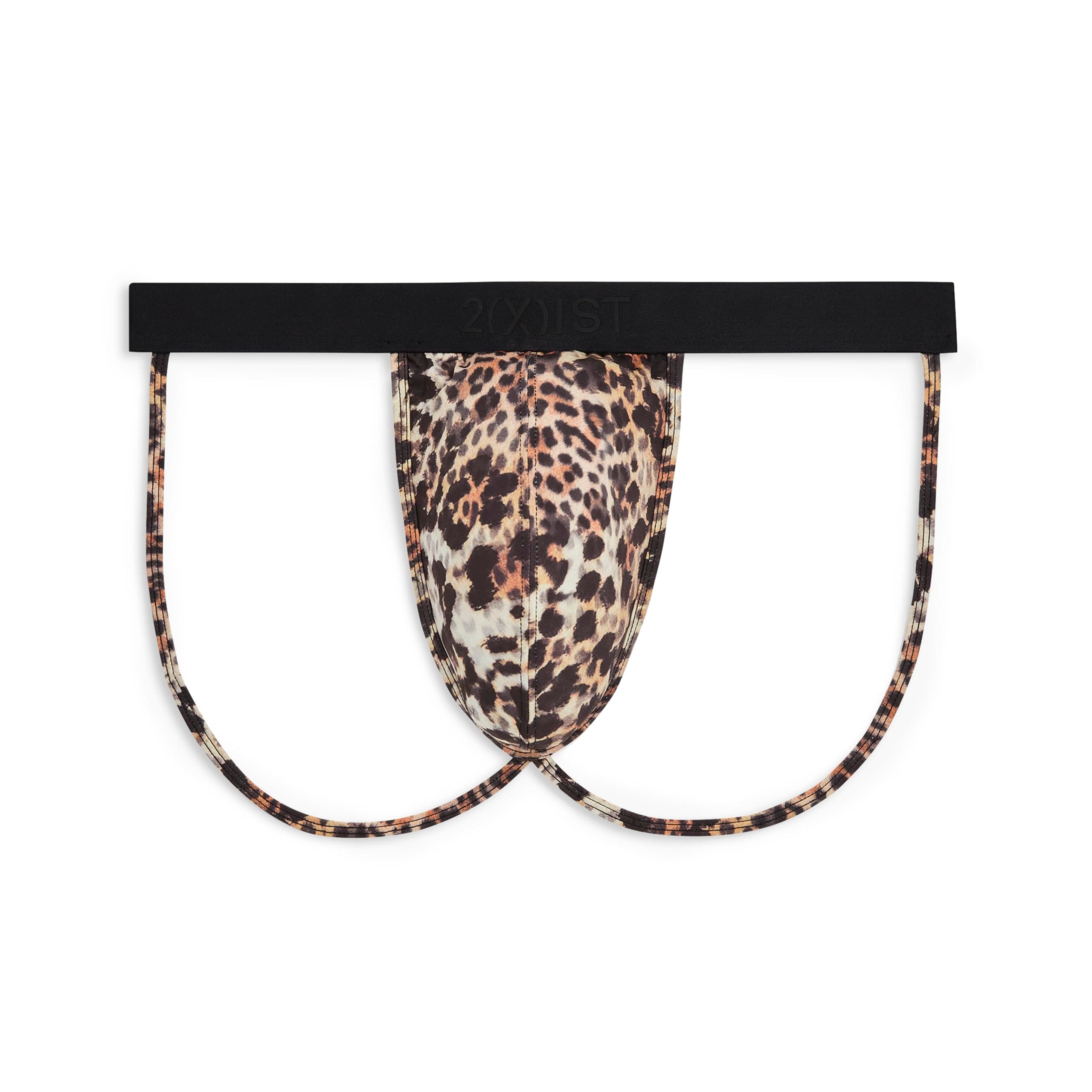 2(X)ISTMens Sliq Jock Strap, Mixed Leopard, X-Large US