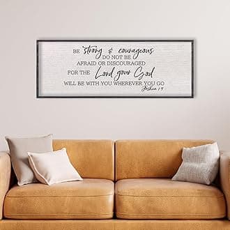 LuZhiQiang Christian Wall Decor Be Strong And Courageous Joshua 1:9 Bible Verse Sign 40"×15" Large Religious Scripture Prayer Faith Inspirational Quotes for Modern Living Room Hanging Art (Black)