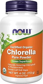 NOW Foods Supplements, Organic Chlorella Powder with naturally occurring Chlorophyll, Beta-Carotene, mixed Carotenoids, Vitamin C, Iron and Protein, 4-Ounce