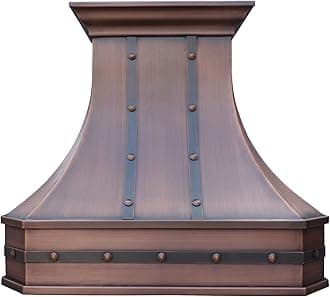 SINDA Copper Range Hood with Profession Stainless Steel Vent with Liner & Internal Motor, 36"W x 27"H Island Mount, Smooth-Natural Copper, H3STRSNI3627