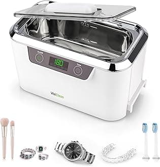 InvisiClean Professional Ultrasonic Cleaner Machine | Electronic Silver Jewelry Cleaner for Eyeglass/Dentures/Diamond Ring | Pro Elite Model with Stainless Steel Tank for Retainer