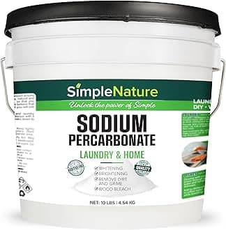 SimpleNature Sodium Percarbonate (10 lbs) - Versatile Non-toxic Biodegradable Scent-Free Cleaner for Home, Laundry, and Decking - Pure Oxygen Bleach - Convenient Resealable Container