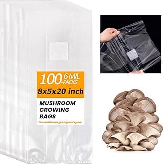 100PCS Mushroom Planting Kit - 8"5"20" Thickened Growing Bags, 6 Mil Thick Durable, Tear Resistant, 0.2 Micron Porosity Resistant High Pressure Spawning Bags
