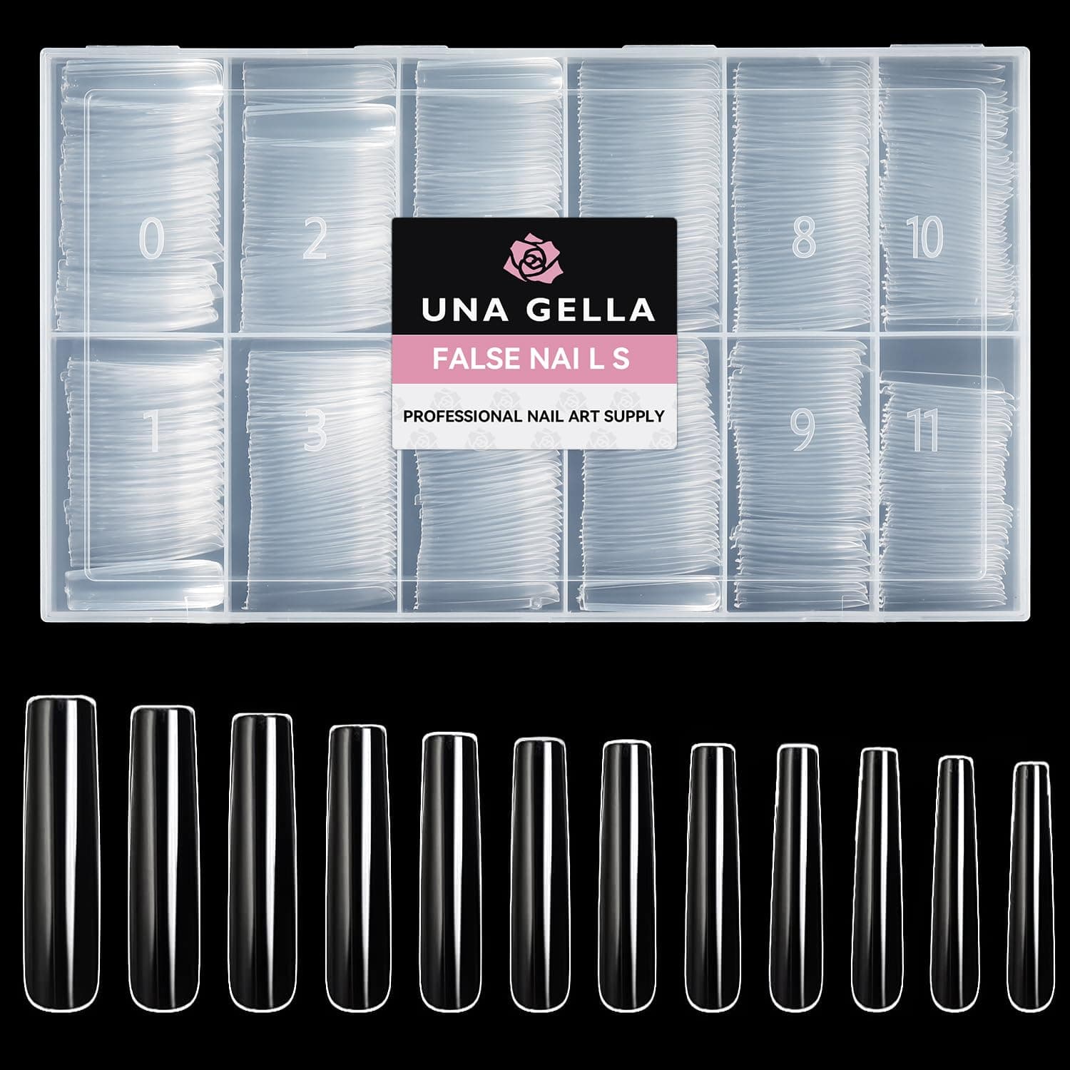 UNA GELLA Full Nail Tips Extra Long Tapered Sqaure Tips 504pcs No C Curve Nail Tips XXL Long Straight Nails Tips Full Cover Clear Acrylic Nail Tips Square Long Full Press on Nails Clear Press On Nails Tip with Box