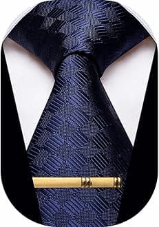 Men's Neckties Striped Tie and Plaid Neckties for Men Woven Silk Tie Gold Tie Clip Set